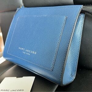 Marc Jacobs Navy Blue Pebbled Leather Pouch Clutch NWT